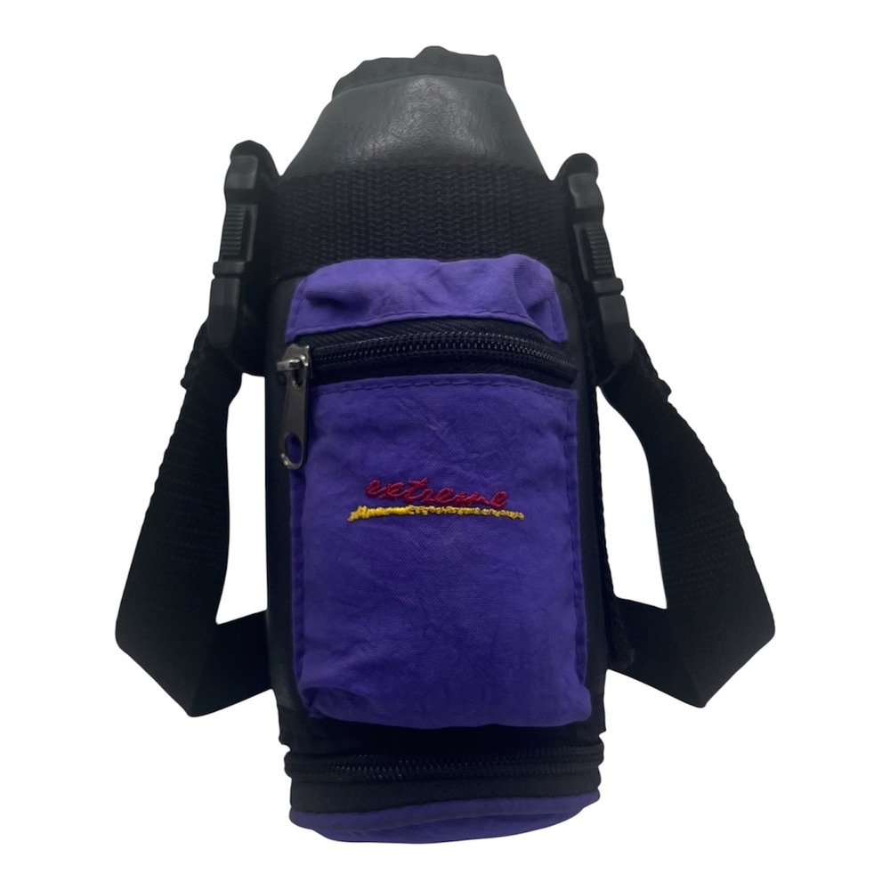 Vintage 90's Extreme Insulated Beer Bottle Holder Purple Zip Pocket Strap- 1863